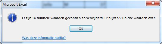 Dubbele gegevens verwijderen ExcelXL.nl trainingen en workshops
