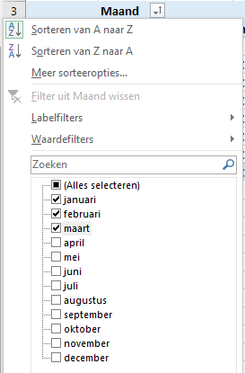 Filteren op waarden in draaitabel? ExcelXL.nl trainingen en workshops