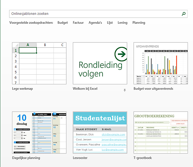 Het startscherm van Excel 2013! ExcelXL.nl trainingen en workshops