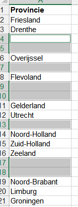Lege Excel rijen verwijderen ExcelXL.nl trainingen en workshops