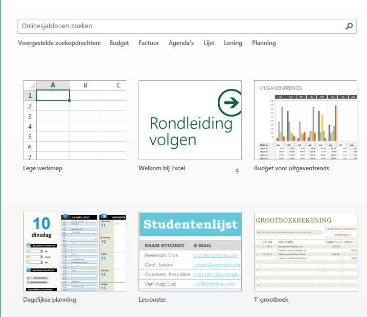 Het startscherm van Excel 2013! ExcelXL.nl trainingen en workshops