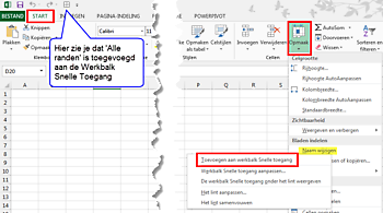 Aanpassen Werkbalk Snelle Toegang ExcelXL.nl trainingen en workshops