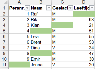 Lege Excel rijen verwijderen ExcelXL.nl trainingen en workshops